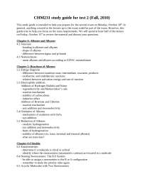 Test 2 Study Guide - Elementary Organic Chemistry | CHM 231