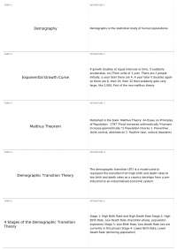Demography: Terms and Concepts in the Study of Human Populations