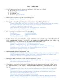 Quiz 1 Study Guide | Vikings Culture and Civilization | GERM 283