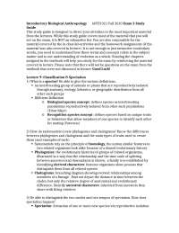 Exam 2 Study Guide for Biological Anthropology | ANTH 021