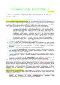 PEDAGOGIA GENERALE - Riassunto esame Prof. Sirna [LIBRO CONSIGLIATO: CHIOSSO, Teorie dell'educazione e della formazione]