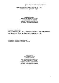 relatorio agua dura