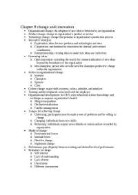 Change and Innovation - Lecture Notes | MGT 301