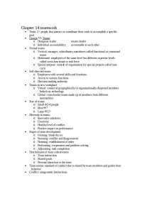 Notes on Teamwork - Principles of Management | MGT 301