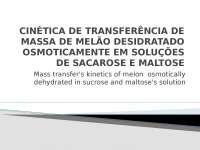 Cinética de transferência de massa de melão desidratado