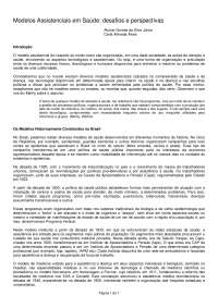 Modelos Assistenciais em Saúde: desafios e perspectivas