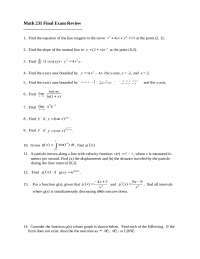 Final Review - Calculus of Functions of One Variable I | MATH 231 - Docsity
