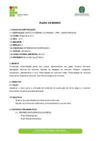 Materiais I plano de ensino