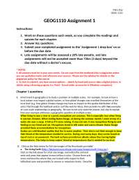 Solution Assignment 1 on Earth Science: Weather and Climate | GEOG 1110