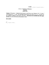Mechanics of Materials - Examination 3 | C E 215 - Docsity