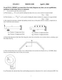 Exam 2 - Questions with Answer - Mechanics of Materials | C E 215 - Docsity