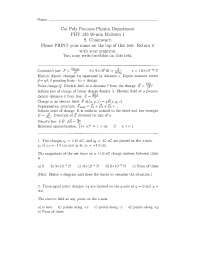 Midterm Exam for General Physics | PHY 133 - Docsity