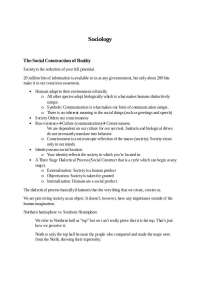 The Social Construction of Reality - Lecture Notes | SOCI 1310