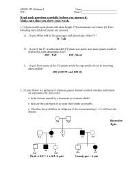 Solved Midterm Exam 1 - Introduction to Genetics | EEMB 129