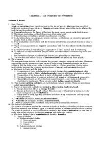 An Overview of Nutrition - Lecture Notes | NUFS 2110