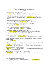 Quiz 1 with Answer Key - Film History and Analysis | CP 101