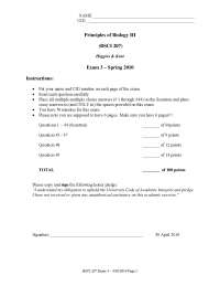 Exam 3 - Principles of Biology II Organismal - Spring 2010 | BSCI 207 ...