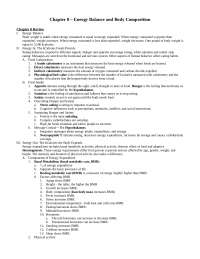 Energy Balance and Body Composition - Study Guide | NUFS 2110