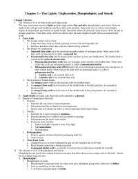 Study Guide for The Lipids - Elementary Nutrition | NUFS 2110