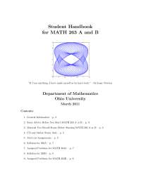 Ohio University MATH 263 Calculus Handbook - Prof. Christopher Holston