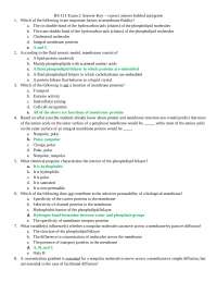 Exam 2 Answers Key - Cells and Molecules | BS 111 - Docsity