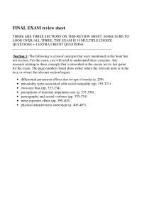 Final Exam Review Sheet - Social Psychology | PSY 235