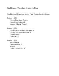 Breakdown Questions for Final Exam - American Government and Politics ...