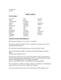 Study guide 6 - Comparative Anatomy and Biology of Vertebrates | ZOL 328