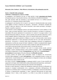 Appunti delle lezioni di Pedagogia Generale