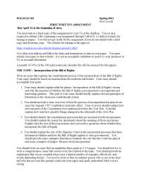 Incorporation of the Bill of the Rights in First Writing Assignment | POL S 361
