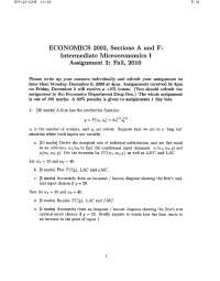 Microeconomics I - Intermediate - Assignment 3 Answers |