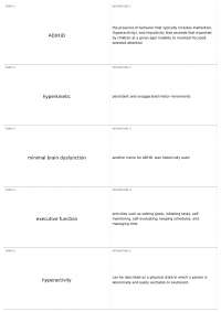 Terminology and Definitions Related to Attention Deficit Hyperactivity Disorder (ADHD)