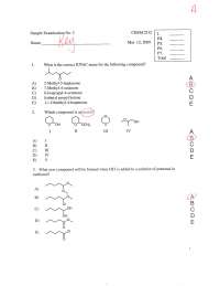 Exam 3 with Solution Key - Organic Chemistry II | CHEM 2312 - Docsity