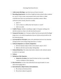 Final Exam Review - Introduction to Sociology | SOCI 1310