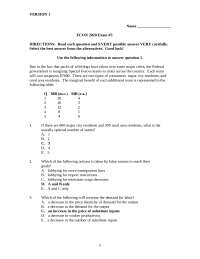 Exam 5, Version 1 for Principles of Microeconomics | ECON 2020 - Docsity