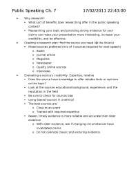 Why Research - Public Speaking - Lecture Notes | COMMUN 1200 - Docsity
