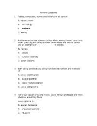 Sociology Department Required Questions - Introduction to Sociology | SOCI 1310