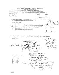 12 MCQs with Answers - General Physics I - Exam 1, Fall 2003 | PHY 2048 ...