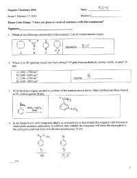 Practice Exam 1 with Answer Key - Organic Chemistry | CHEM 2536 - Docsity