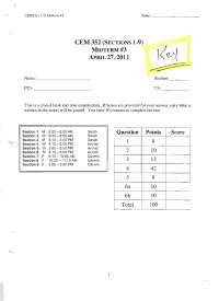 Midterm Exam 3 with Solution - Organic Chemistry II | CEM 352 - Docsity