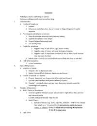 Depression - Psychopathology - Lecture Notes | PSY 350.00