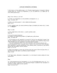 Lista de exercícios de cinemática vetorial