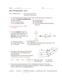 Past Test 1 with Answers - General Physics II | PHYS 1510 - Docsity