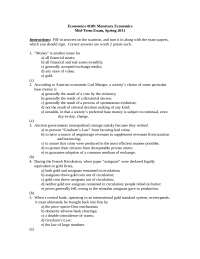 Midterm Exam with Answers - Monetary Economics | ECON 4100 | Exams ...