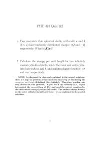 Quiz 2 - Electricity and Magnetism I | PHY 481 - Docsity