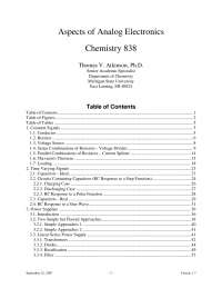 Aspects of Analog Electronics - Lecture Notes | CEM 838 - Docsity