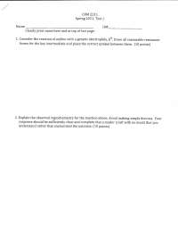 Practice Questions for Organic Chemistry II | CHM 2211 - Docsity