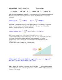 General Physics I - Test 2A with Answer Key | PHY 1420 - Docsity