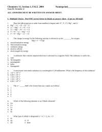 Exam 3 Fall 2004 - General Descriptive Chemistry II | CHEM 102 - Docsity