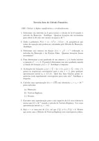 Lista de Cálculo Numérico: Zeros de Funções
